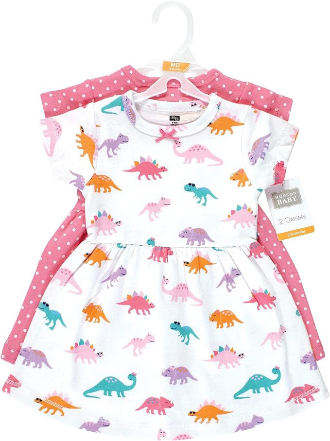 HUDSON BABY Baby Dress Hudson 2PACK Cotton Dino Polkadots