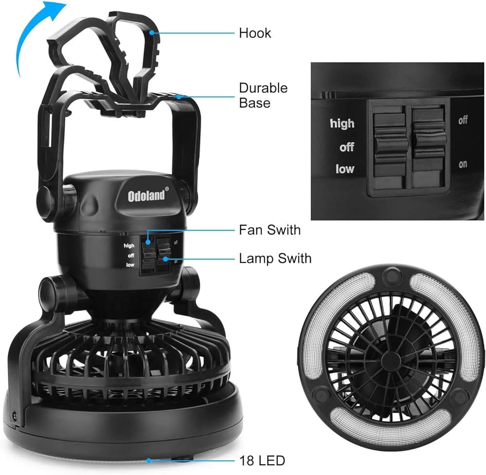 Torch Light LED 2IN1 Camping Fan Odoland