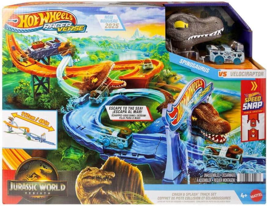 HOT WHEELS Toy Car Track Set Racerverse Jurassic World