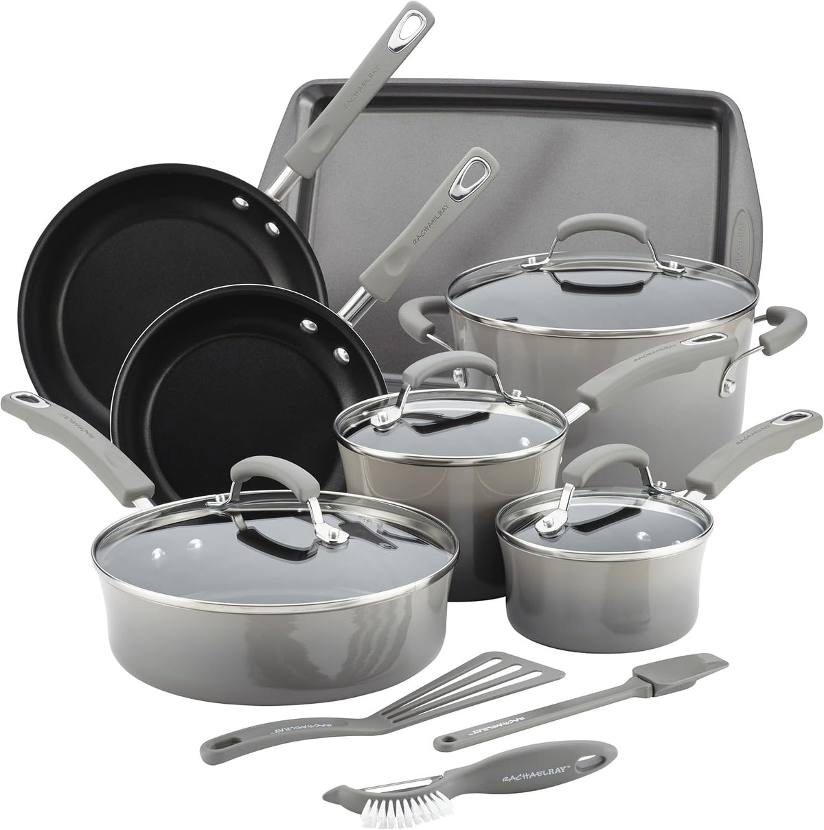 RACHAEL RAY Pot Set Hard Enamel Aluminum Nonstick 14PCS