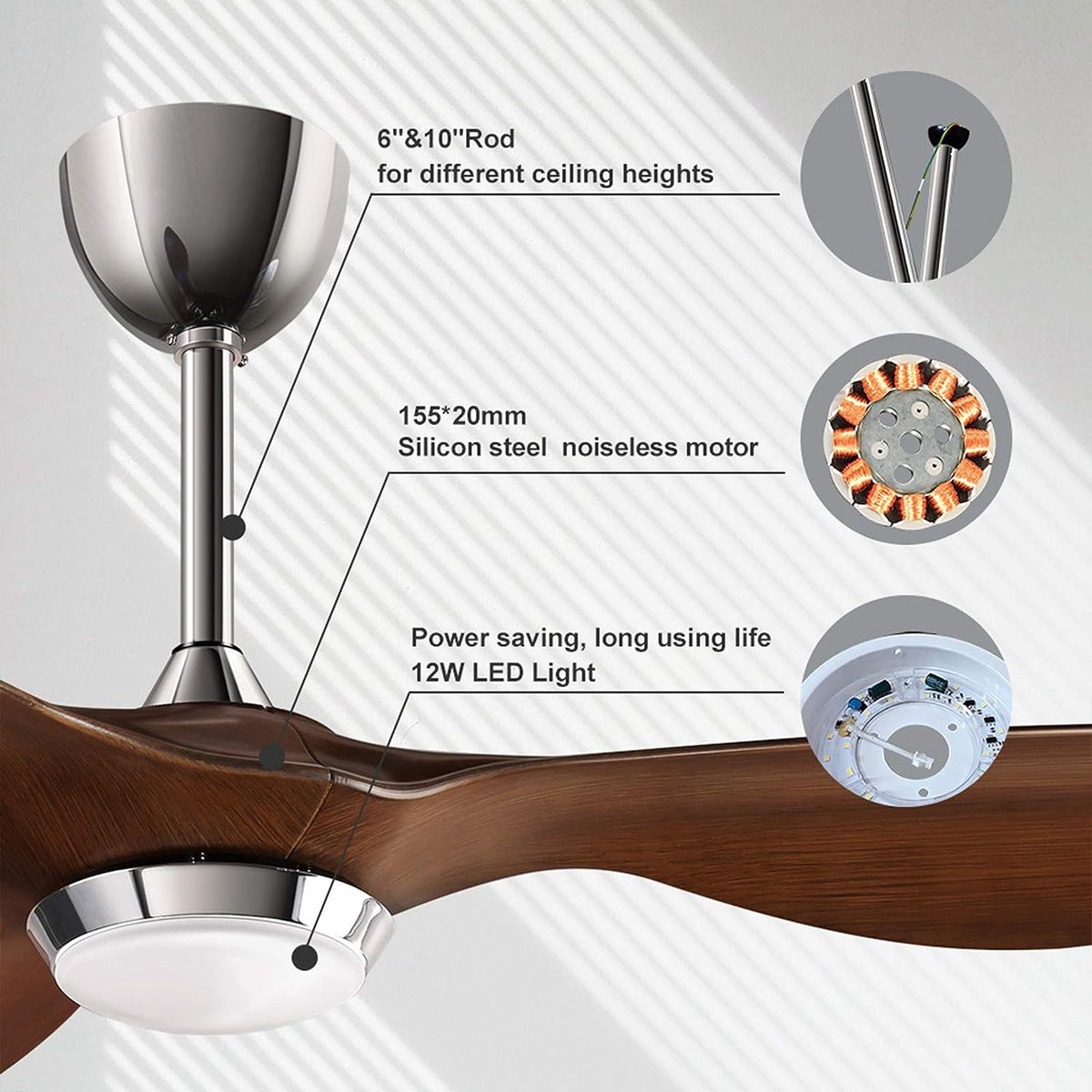 REIGA Fan 52" Ceiling YFT-7062-HP Brown