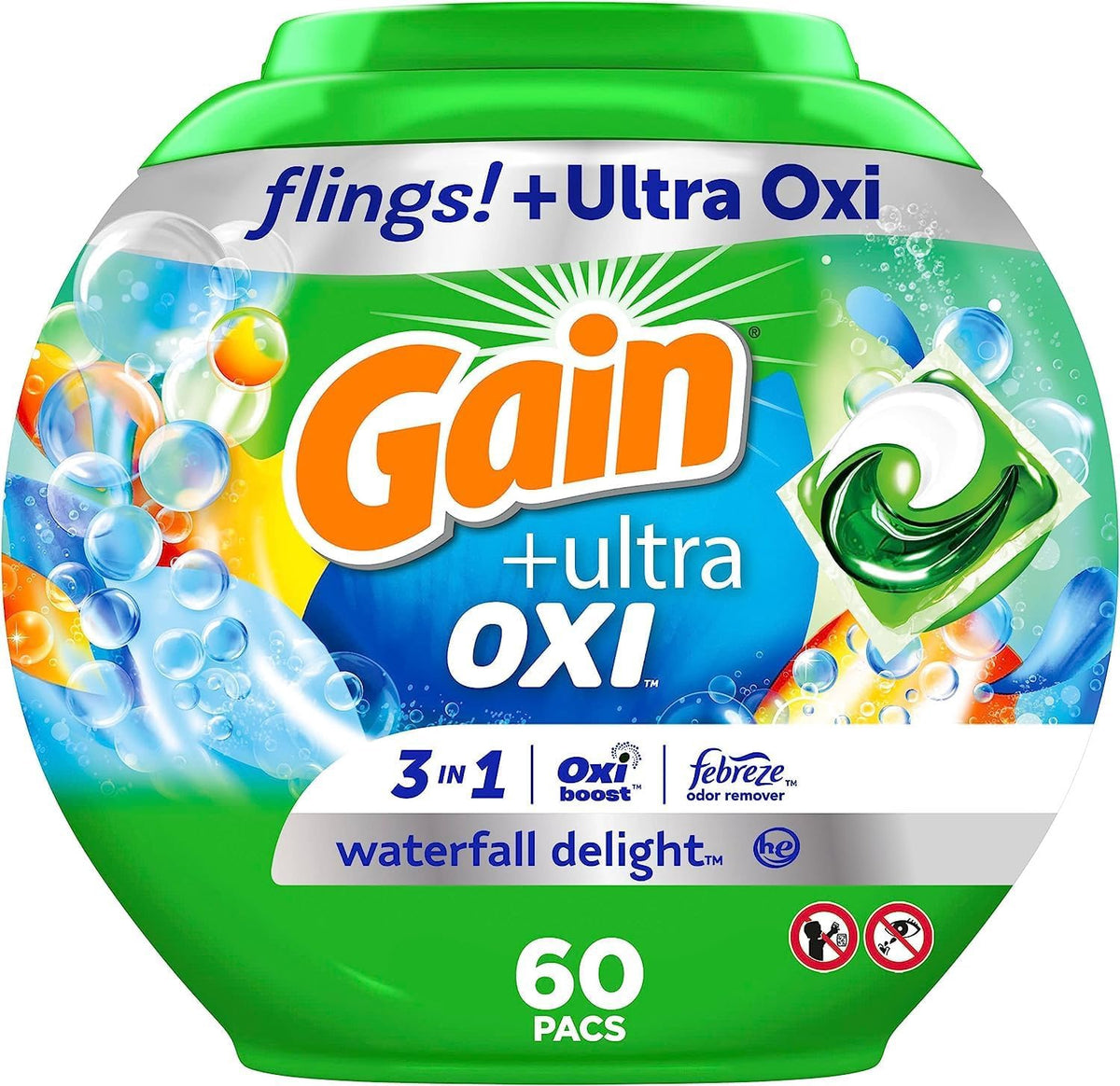 GAIN Washing Machine Detergent Flings Ultra Oxi 60PACS
