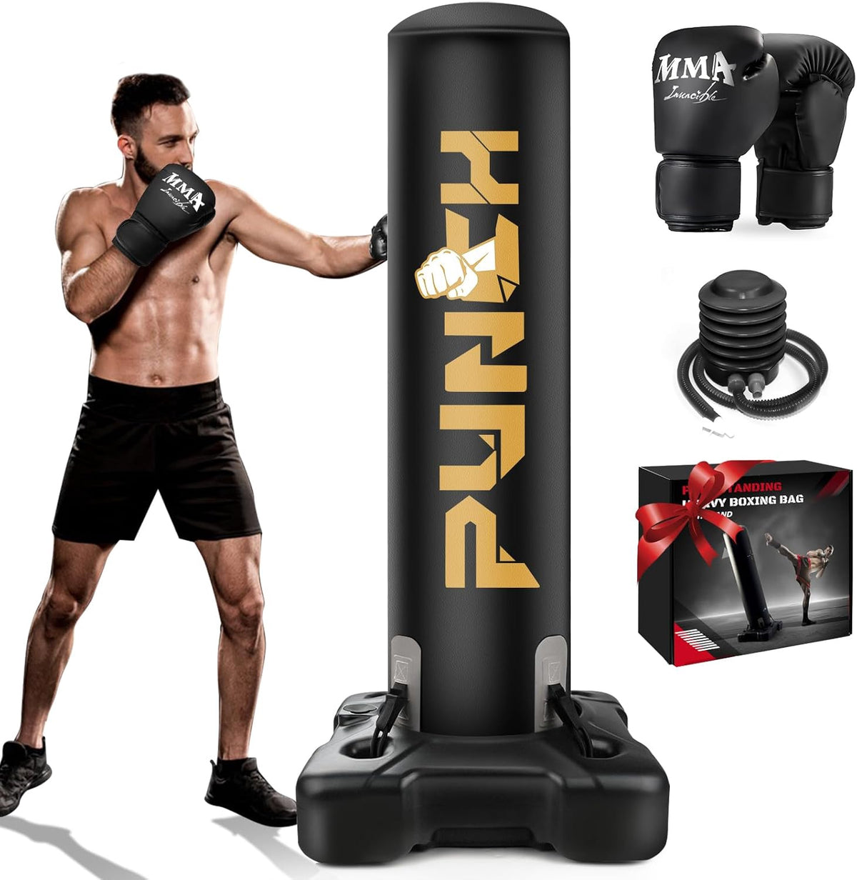 Punching Bag Freestanding with Gloves