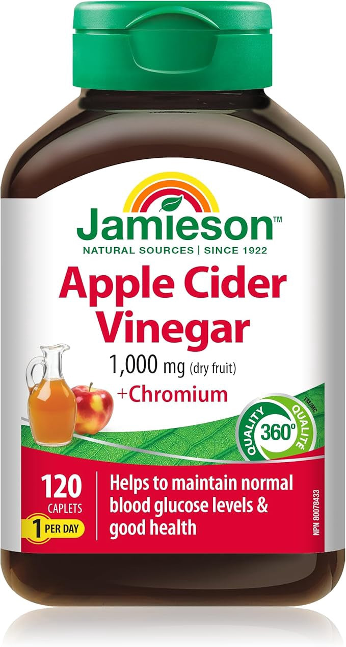 JAMIESON Apple Cider Vinegar & Chromium 1000MG (Dry Fruit) 120 Caplets