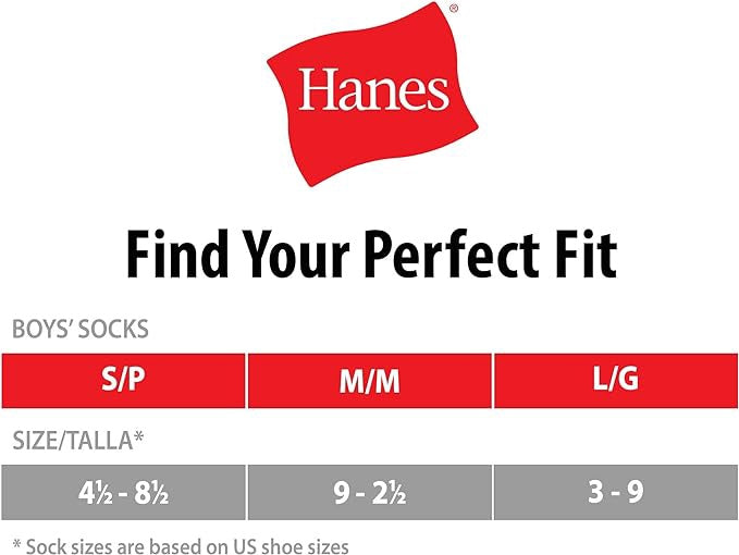 HANES Kids Socks 12PACK White Crew / Ankle Medium