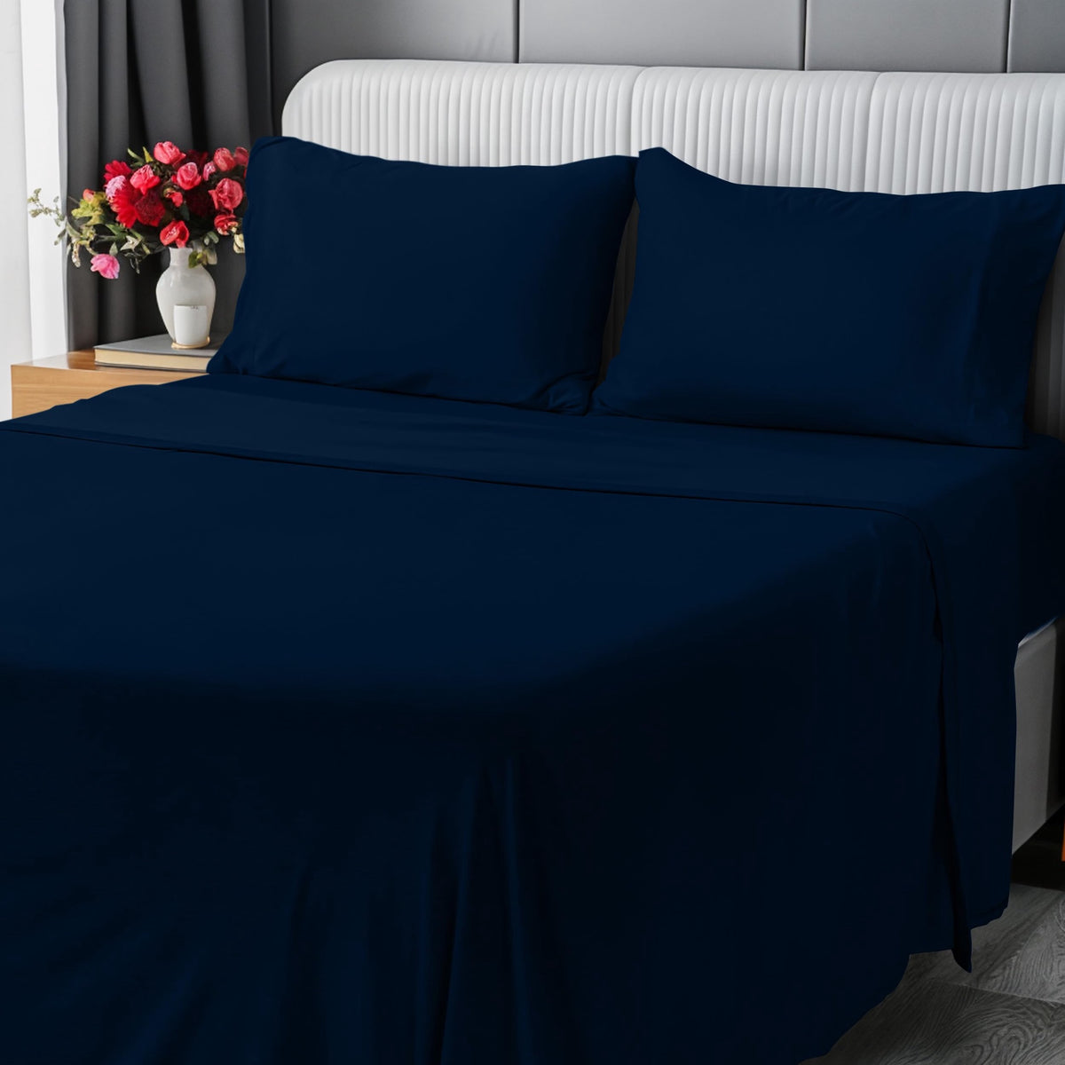 UTOPIA Bedsheet Set Queen Navy 4PC