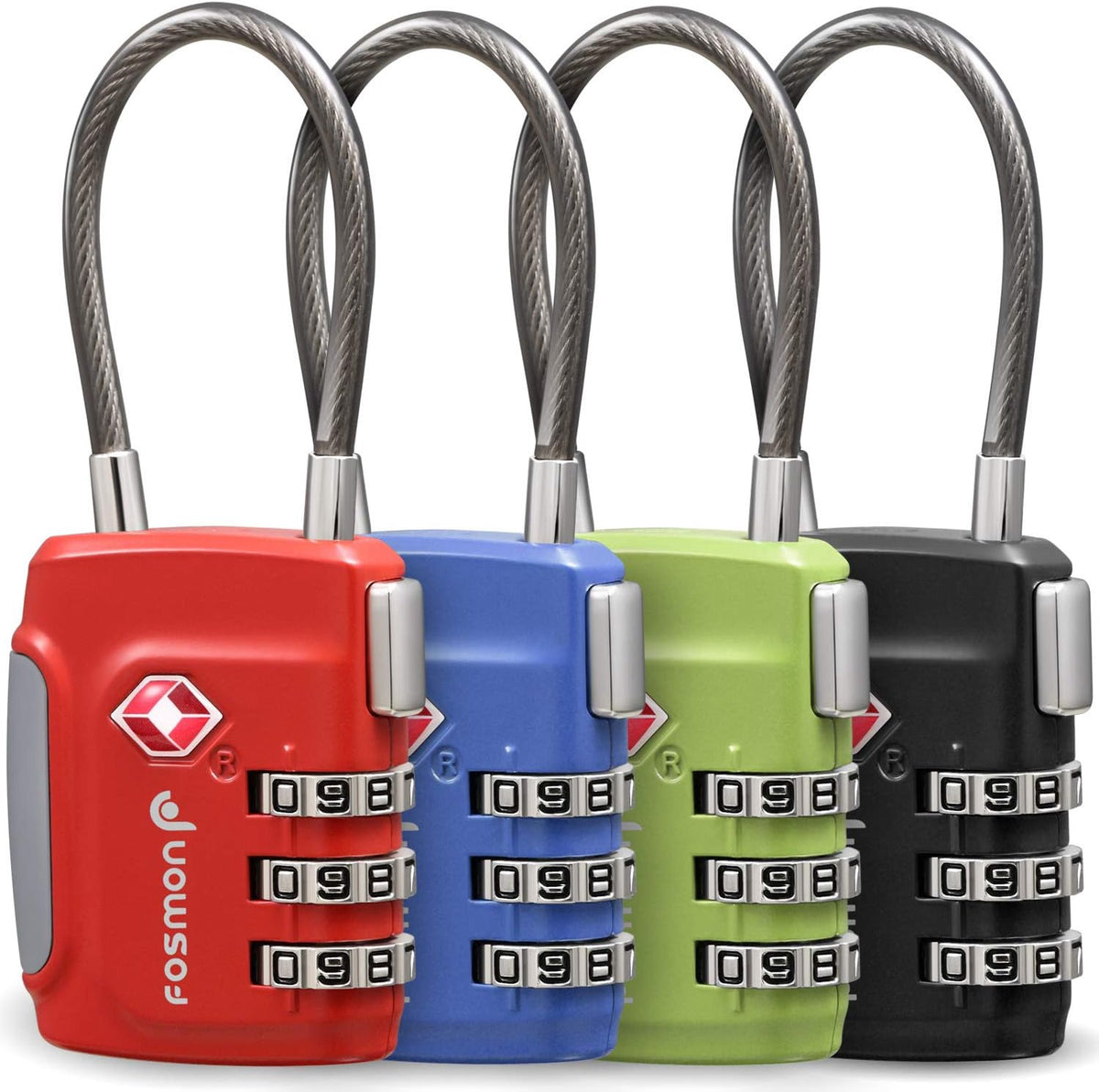 FOSMAN Travel Lock Luggage Tsa Combination 4PACK Multicolor