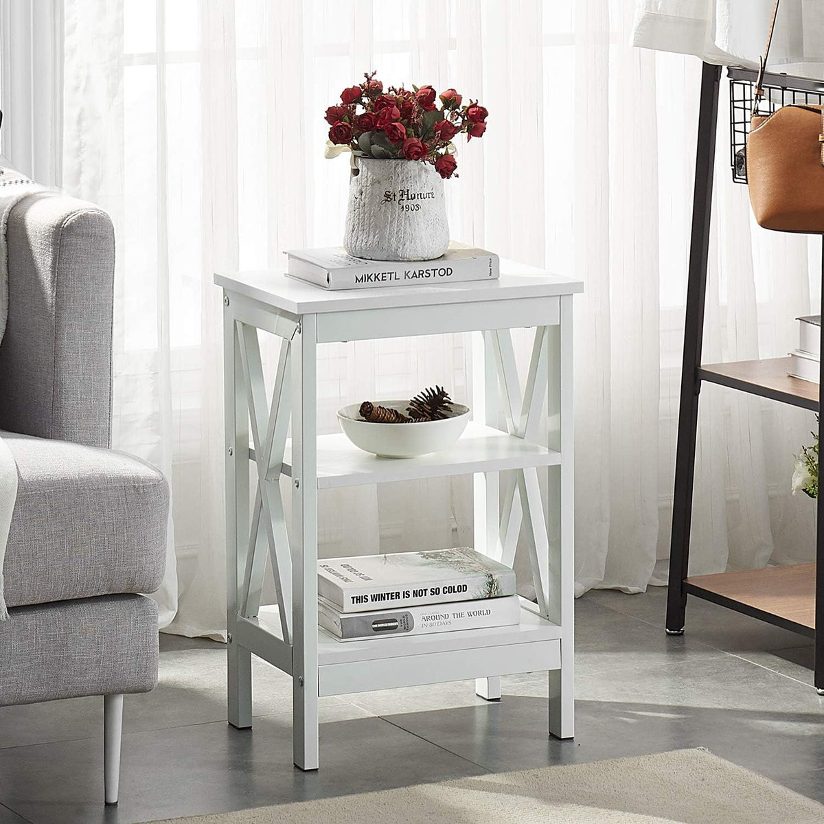 End Table Set of 2 Nightstand X-DESIGN Modern White JCT-06