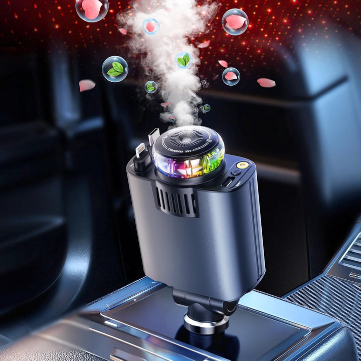 Charger Car Starlight Retractable Car Charger with Car Aromatherapy Essential Oil Diffuser