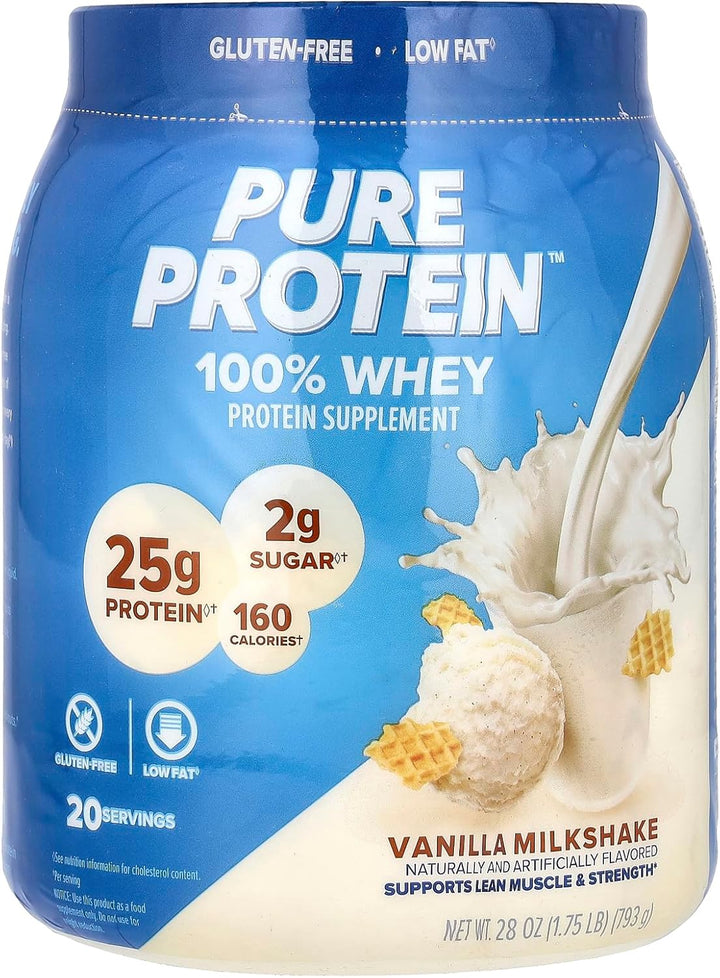 PURE PROTEIN Supplement Whey Vanilla MILKSHAKE1.75LBS