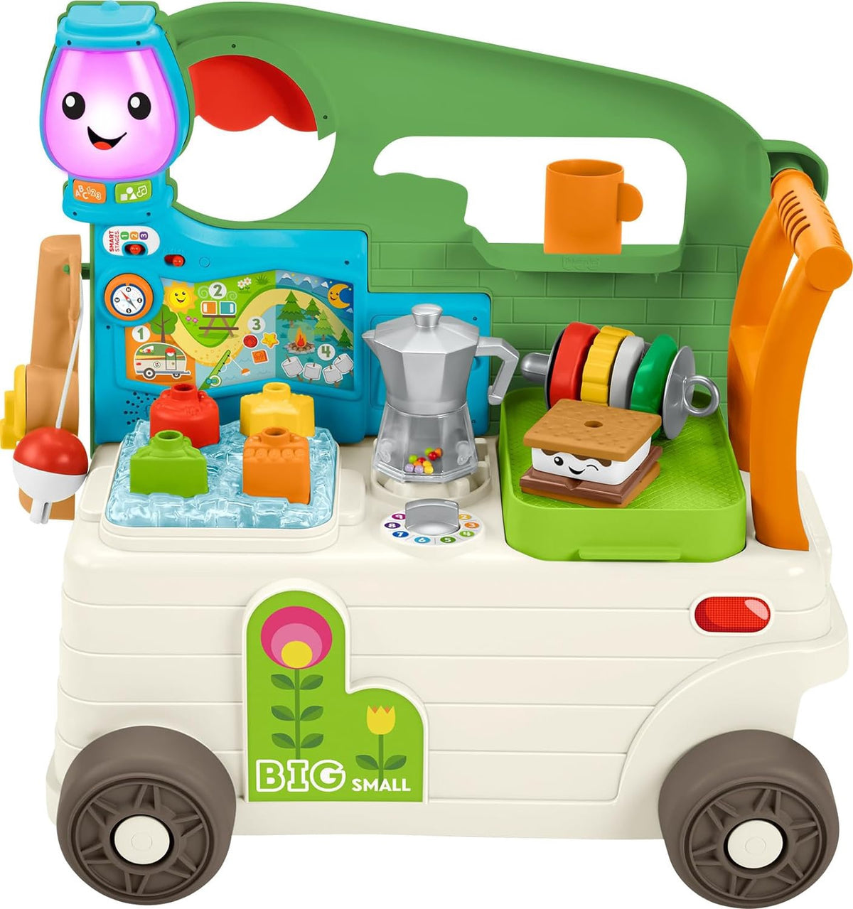 FISHER-PRICE Toy Camper, Walker, Activity Center Laugh & Learn 3-IN-1 ON-THE-GO Musical PUSH-ALONG