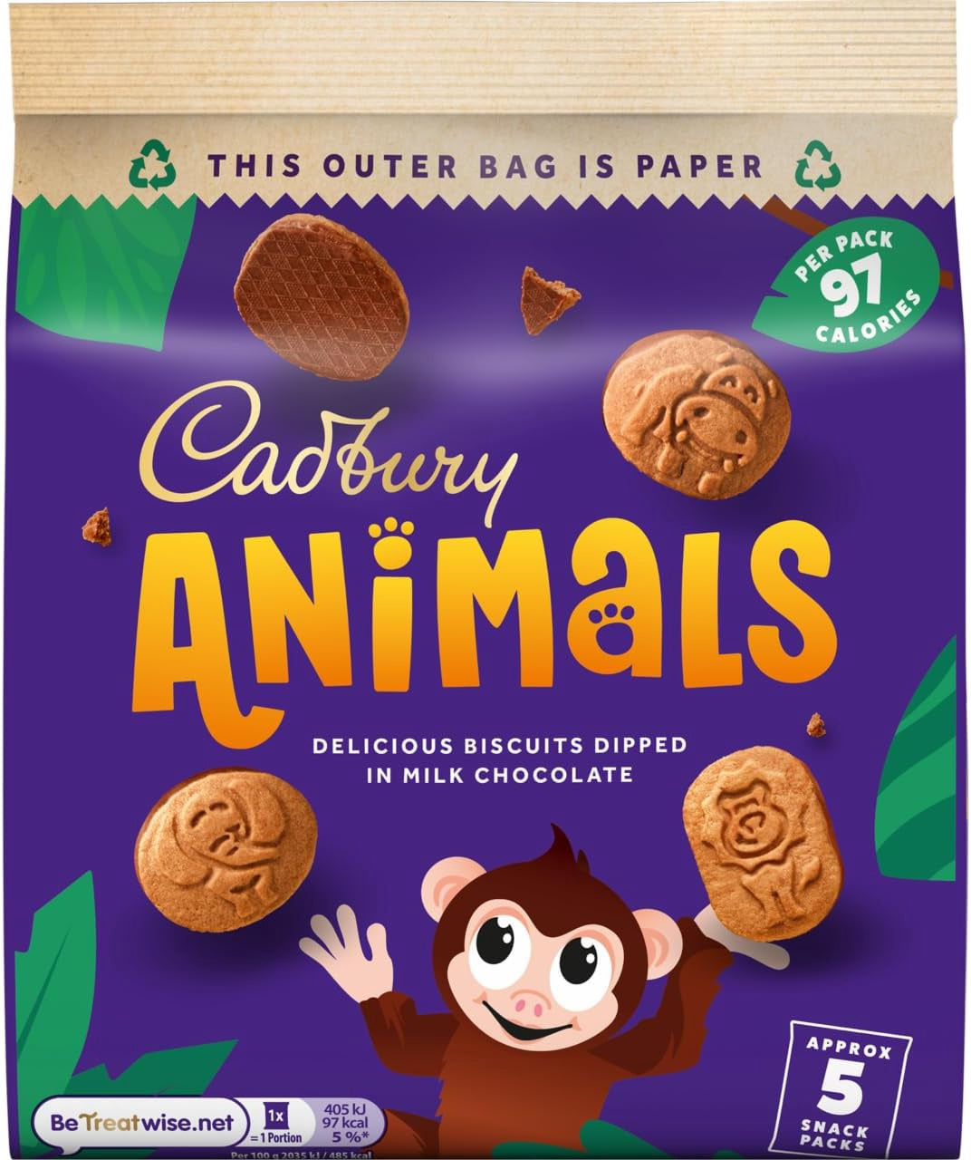 CADBURY Animals Biscuits Dipped IN Milk Chocolate 99.5G