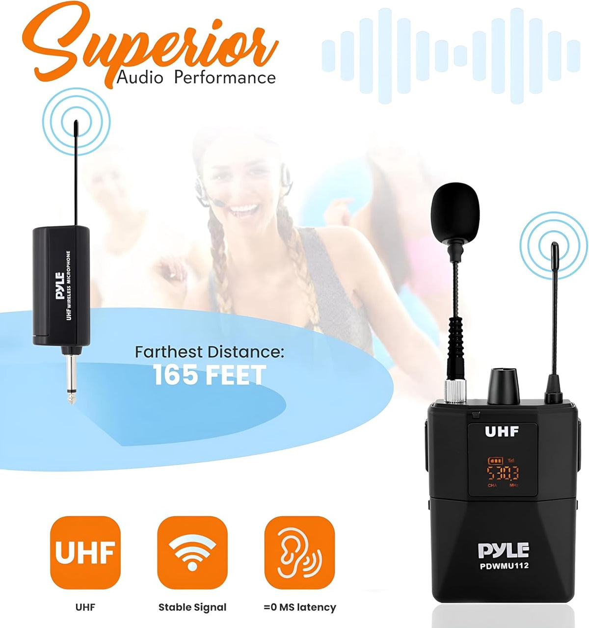 PYLE Microphone System Kit Vhf Profesional PDWM2135