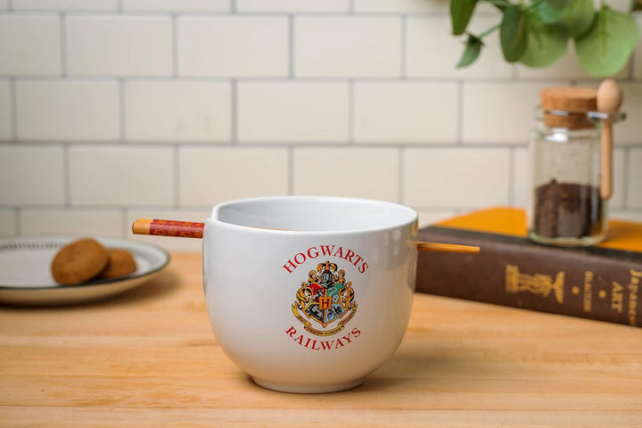 SILVER BUFFALO Ramen Bowl Harry Potter House Crest W/CHOPSTICK 20OZ