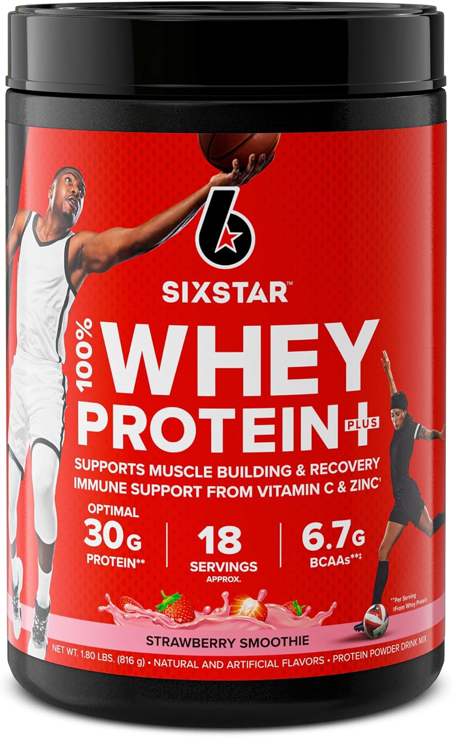 SIXSTAR Supplement Whey Protein Vanilla / Strawberry 1.8LB / Vanilla / Strawberry