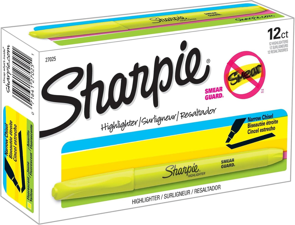 SHARPIE Stationery Highlighter Pocket Style Chisel Tip 12PC Box