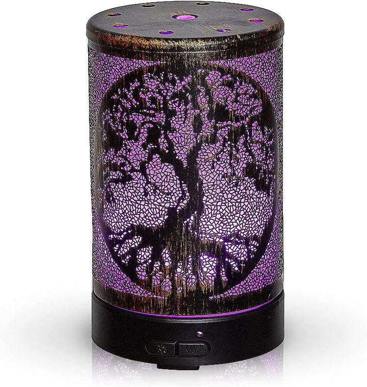 AROMAR Oil Diffuser Ultrasonic Bronze Tree of Life with 7 Color LED Lights 100ML 90342