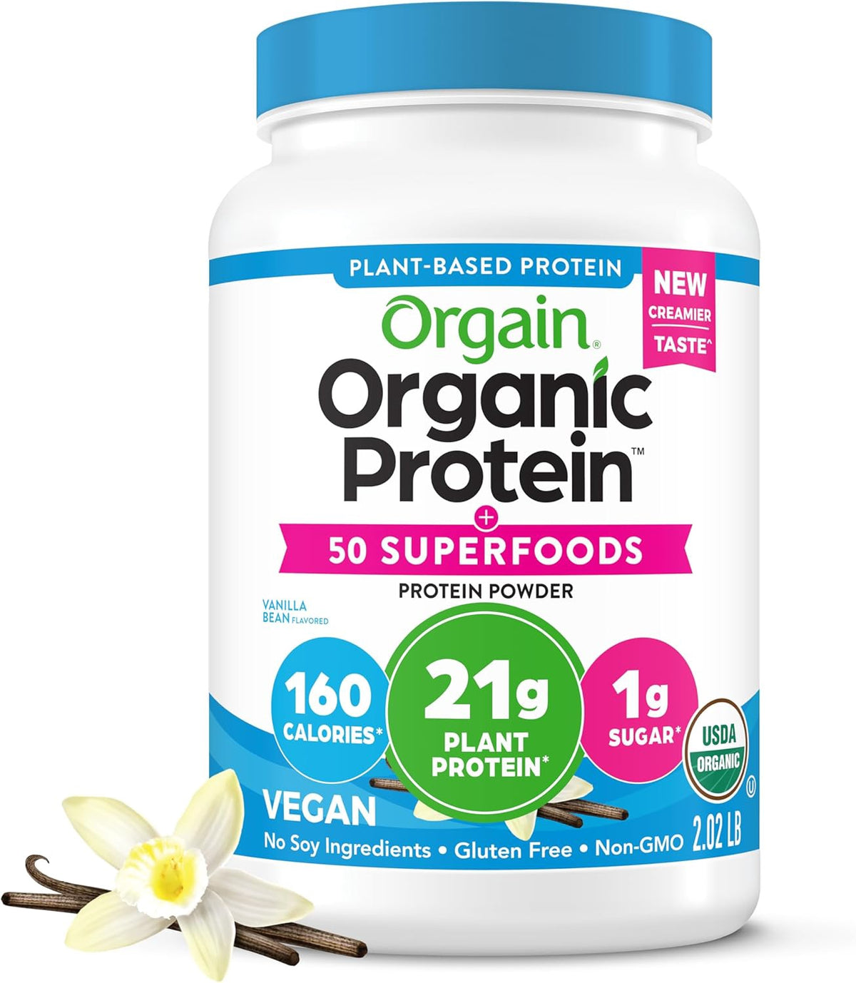 ORGAIN Supplement Organic Vegan Protein Powder Vanilla 2.02LB