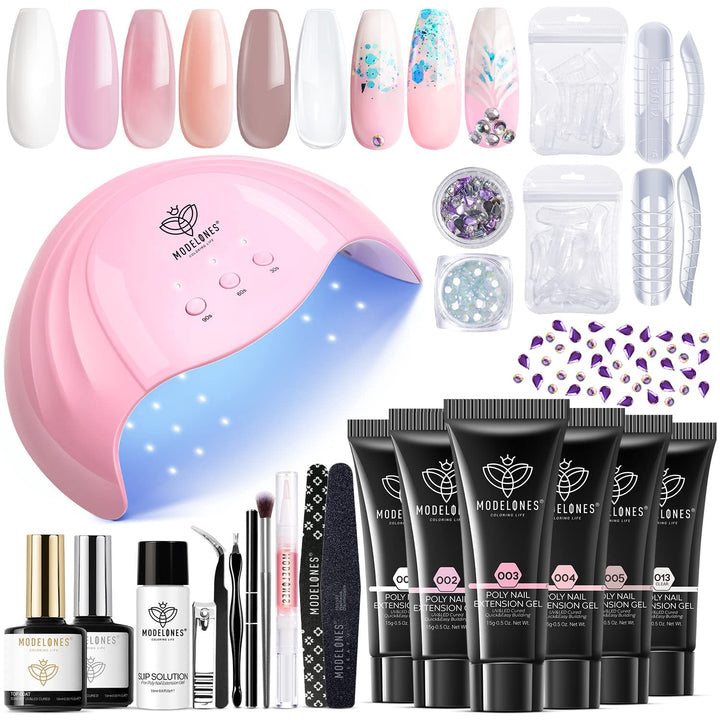 MODELONES Nail Poly Extension Gel Kit Builder & Enhancement with 48W LED Lamp