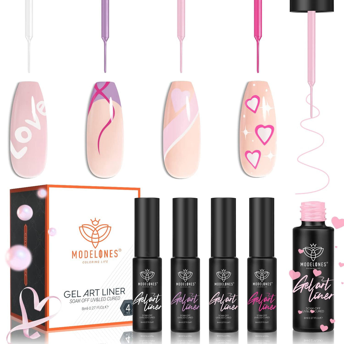 MODELONES Nail Gel Polish Art Gel Liner Pastel Pink / Blue