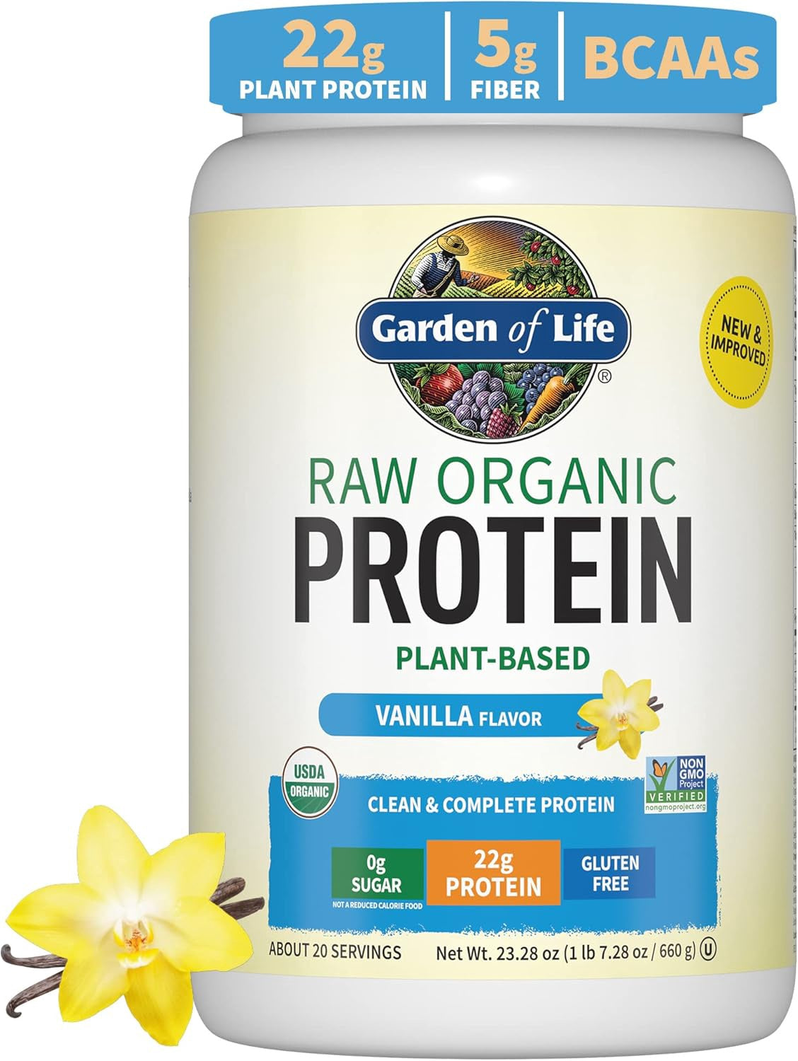 GARDEN OF LIFE Supplement Plant Based Protein Powder Vanilla 1.5LB