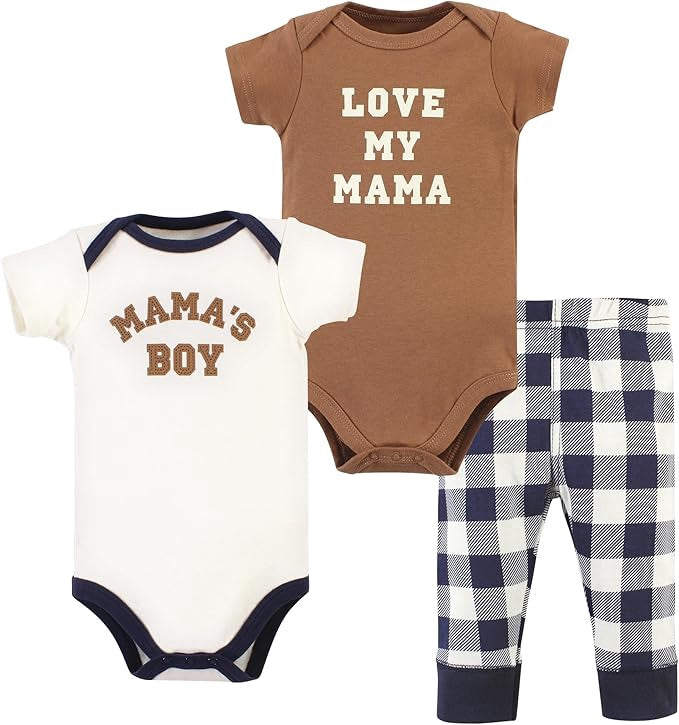 HUDSON BABY Baby Bodysuit Hudson 3PC Brown Long / Short Sleeve