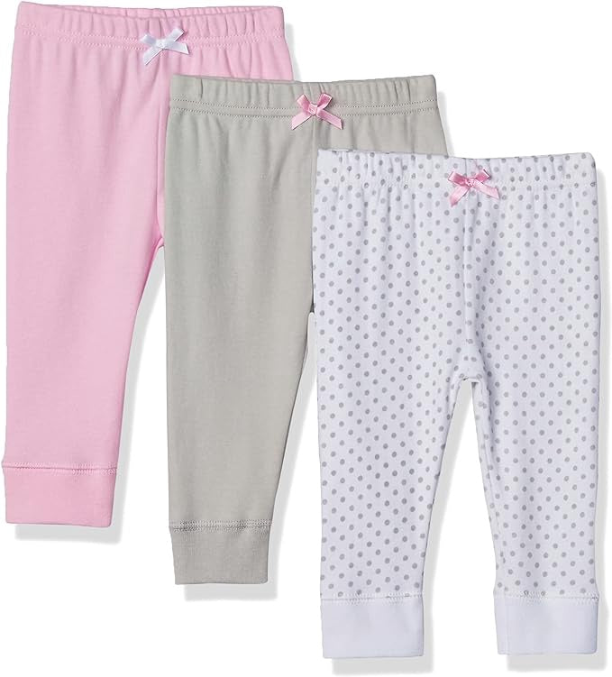 LUVABLE FRIENDS Baby Pants 3PC PINK/BLUE/NAVY Polka Dot / 9-12M / Blue