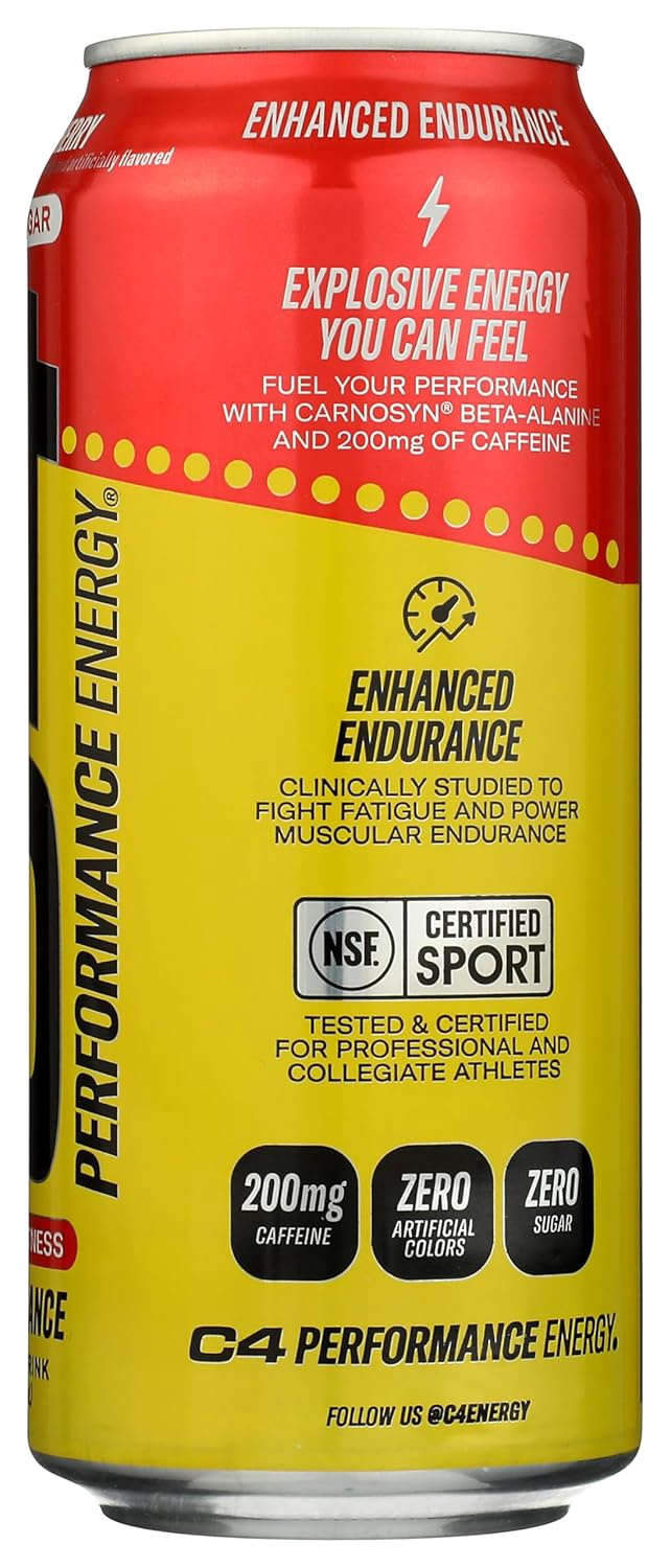 C4 Performance Energy Drink Cherry Popsicle Zero Sugar 18 Fl OZ 473ML