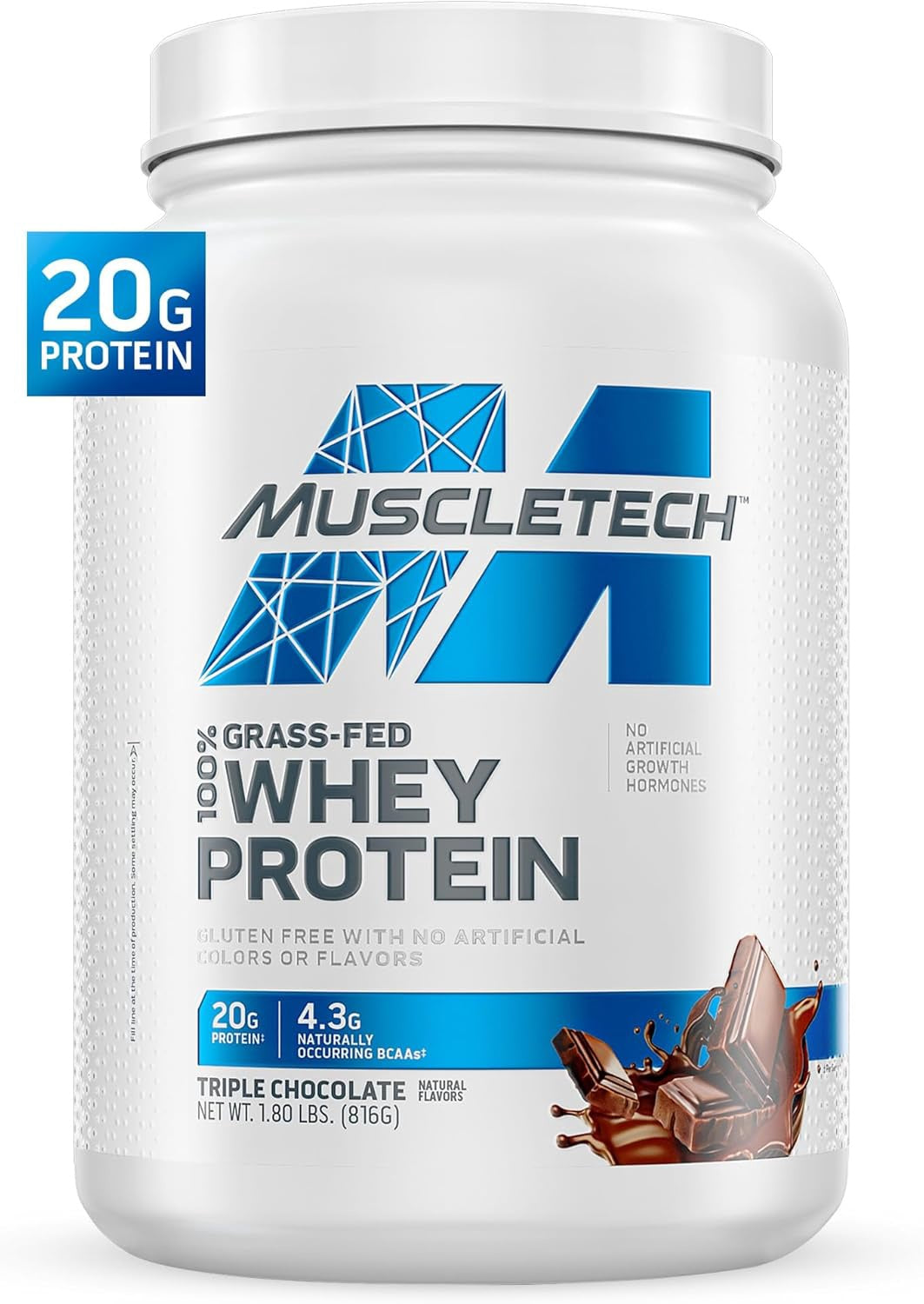 MUSCLETECH Supplement GRASS-FED Whey Protein Powder Vanilla / Chocolate / Chocolate 1.8LB