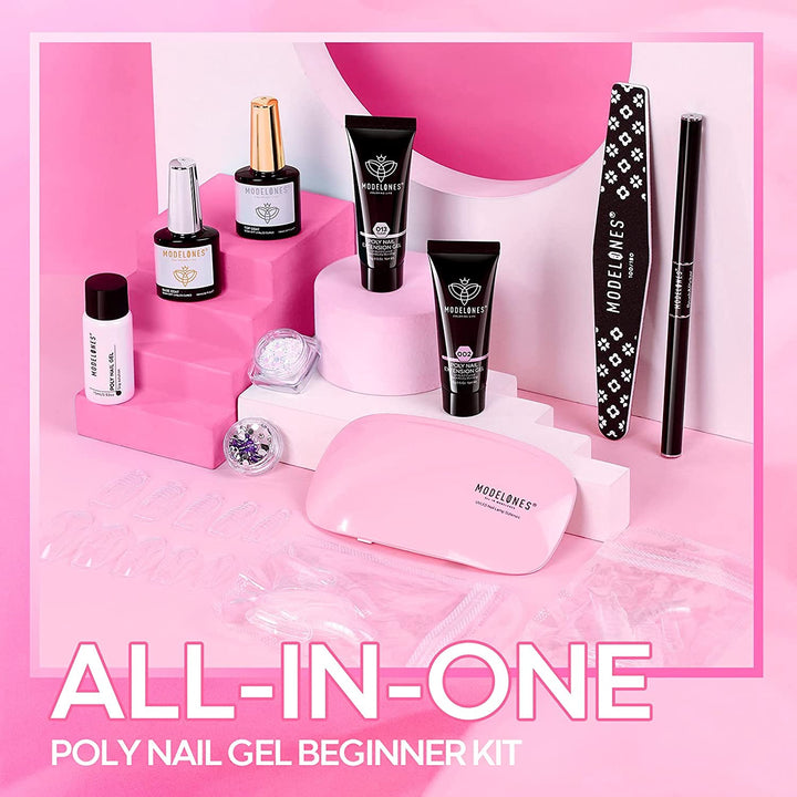 MODELONES Nail Poly Gel Kit Builder Extension with Mini Lamp Pink