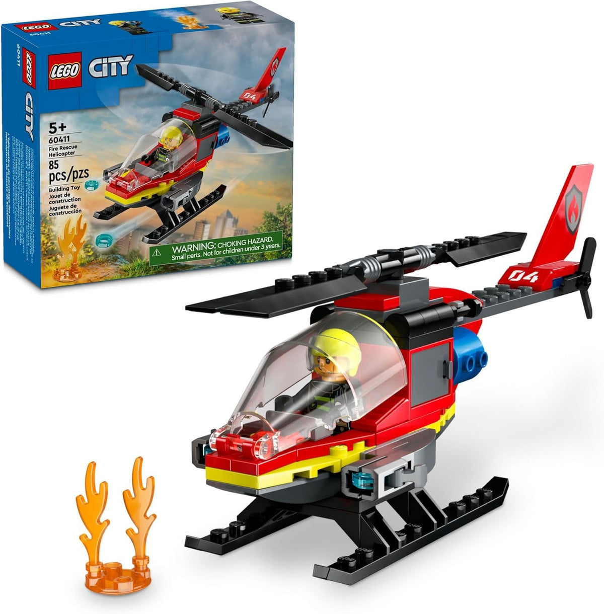 LEGO Toy City Fire Rescue Helicopter 85PCS 60411