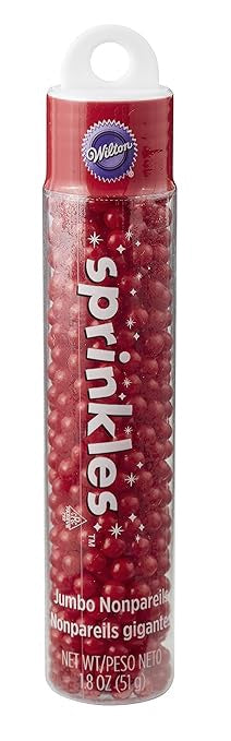 WILTON Baking Sprinkles Nonpareils Jumbo Red 1.8OZ 51G