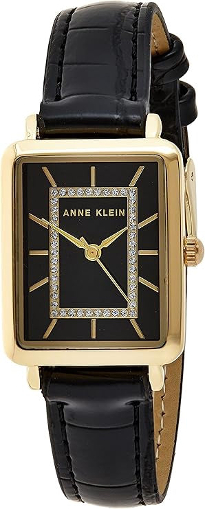 ANNE KLEIN Watch Women Glitter Accented Faux Croc Strap 3820GPBK