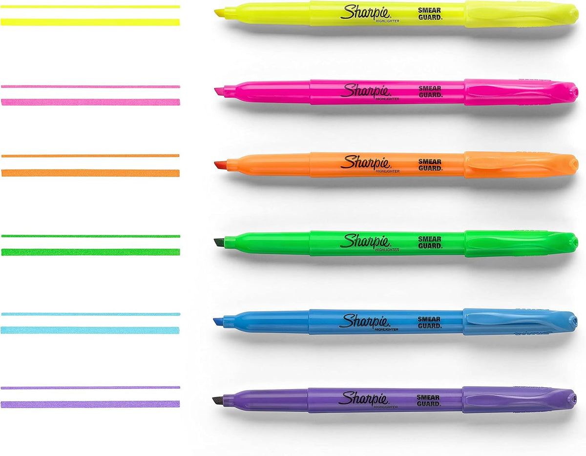 SHARPIE Stationery Highlighter Pocket Style Chisel Tip 12PC Pack Assorted