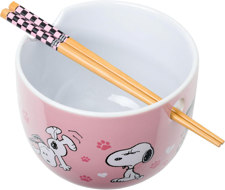 SILVER BUFFALO Ramen Bowl Peanuts Snoopy Poses Puppy Love Ceramic