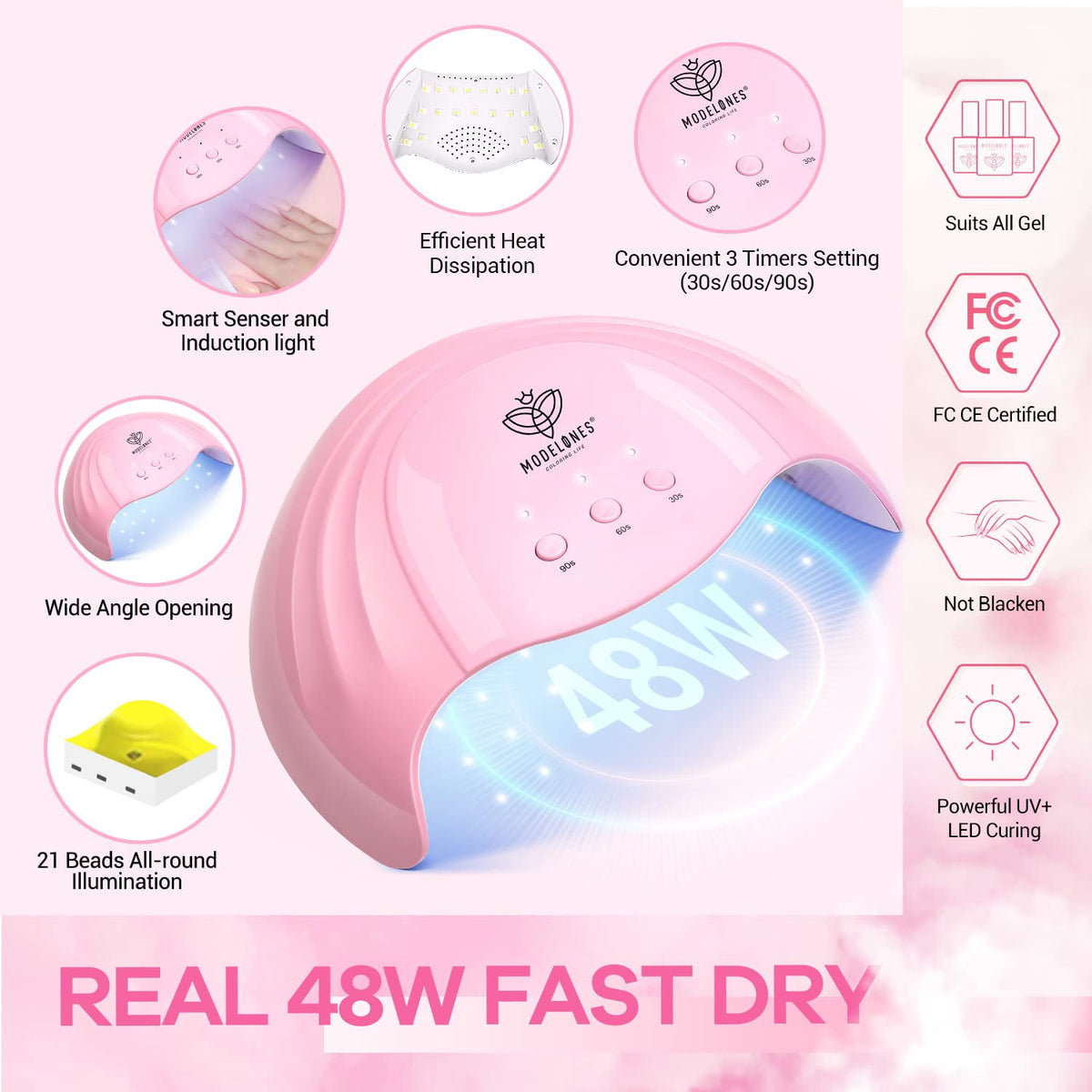 MODELONES Nail Poly Extension Gel Kit Builder & Enhancement with 48W LED Lamp