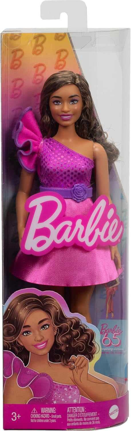 BARBIE Toy Doll Fashionistas Pink Sparkly Dress 65TH Anniversary