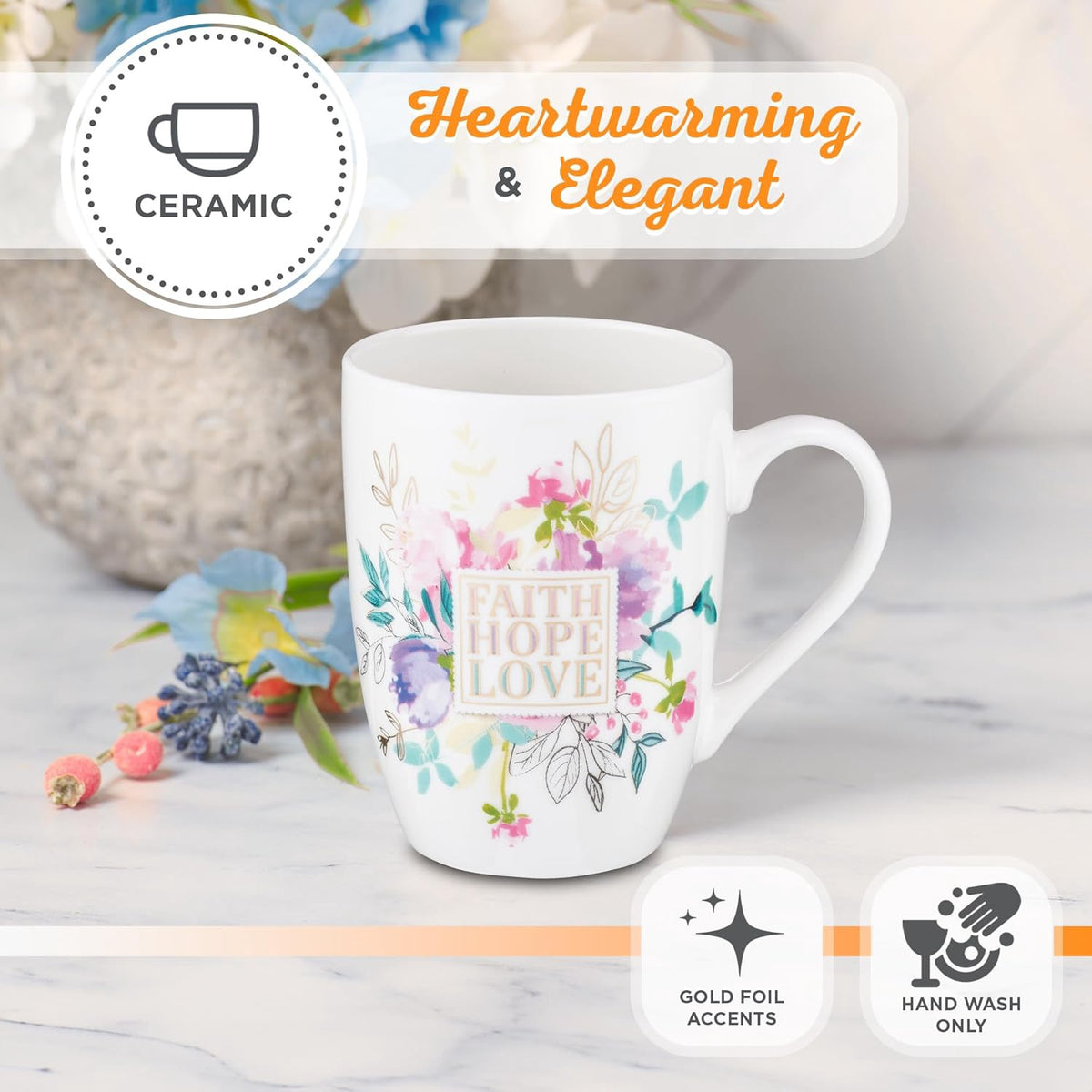 Valentine Mug White Floral 12OZ