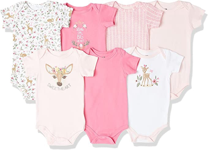 HUDSON BABY Baby Bodysuit Set Hudson 7PCS Pink