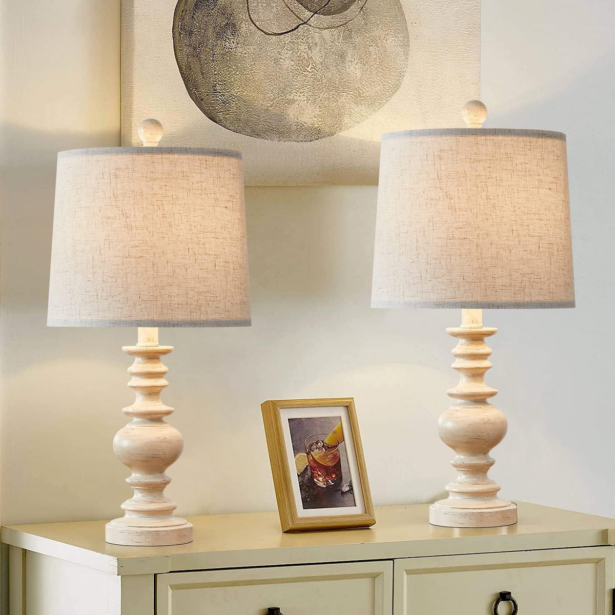 Table Lamp 2PC Set 20" Traditional Rustic