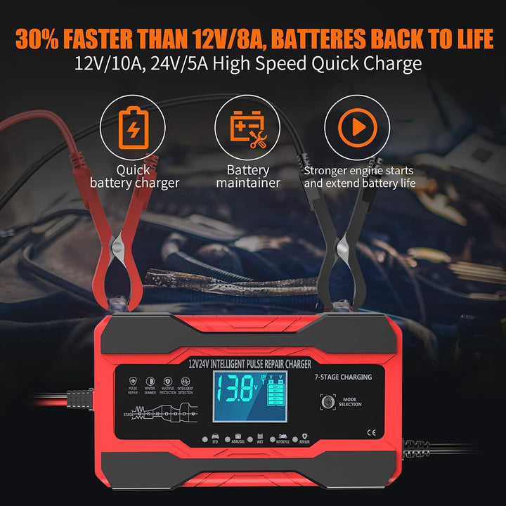 Battery Charger Yonhan Intelligent 7-STAGE 12V 10A 24V 5A