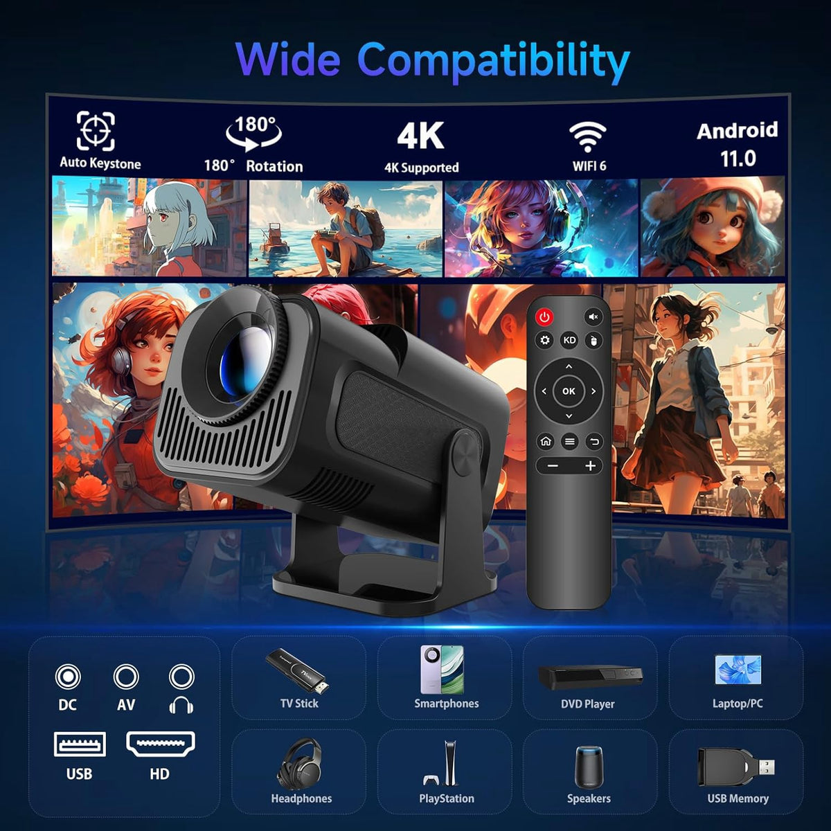 Projector HY320MINI Smart Android 11