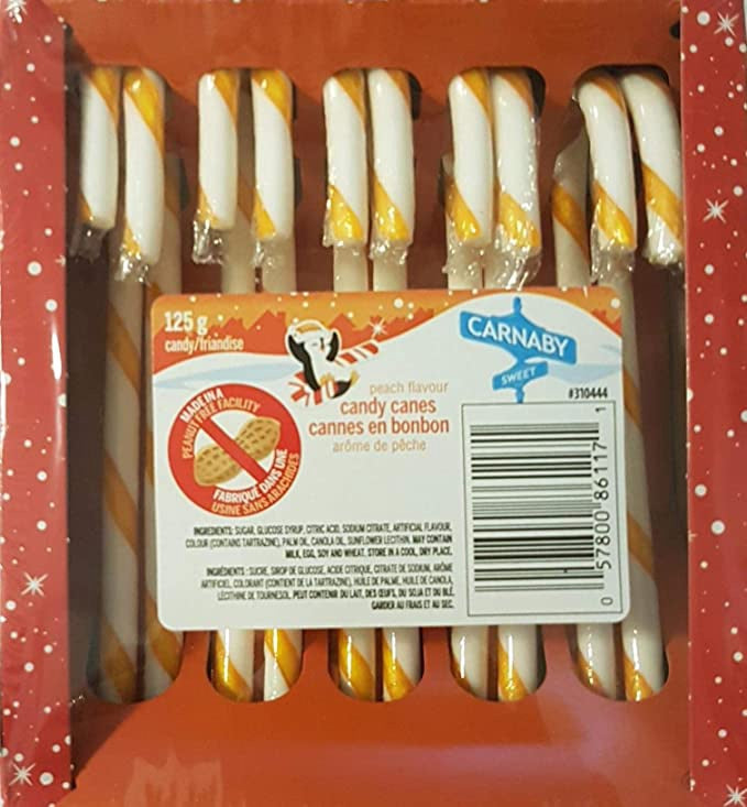 Carnaby Candy Canes Peach Flavour 125G
