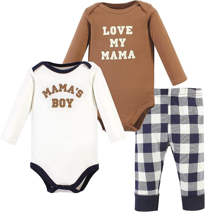 HUDSON BABY Baby Bodysuit Hudson 3PC Brown Long / Short Sleeve