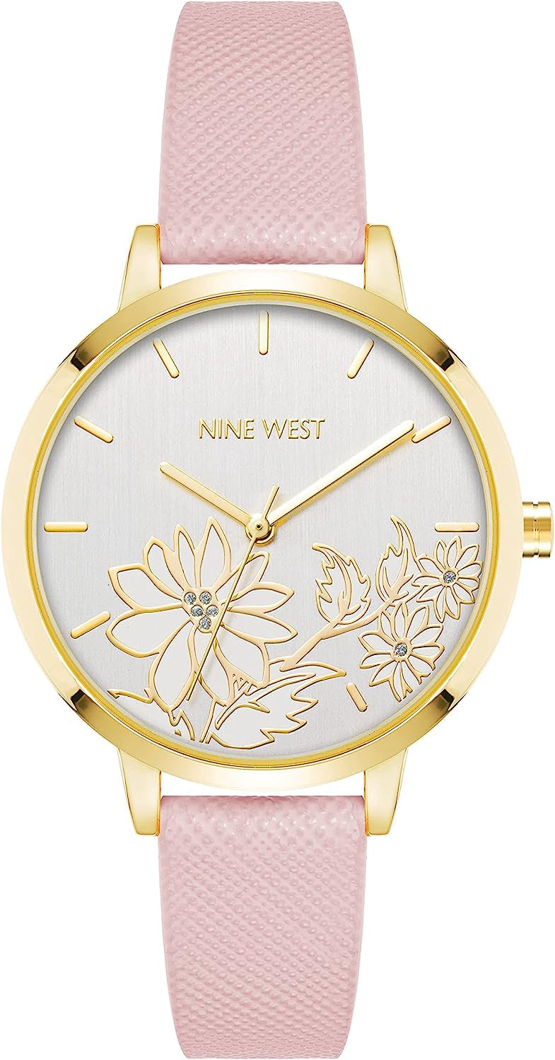 NINE WEST Watch Women Strap Floral Pink /Grey 2884