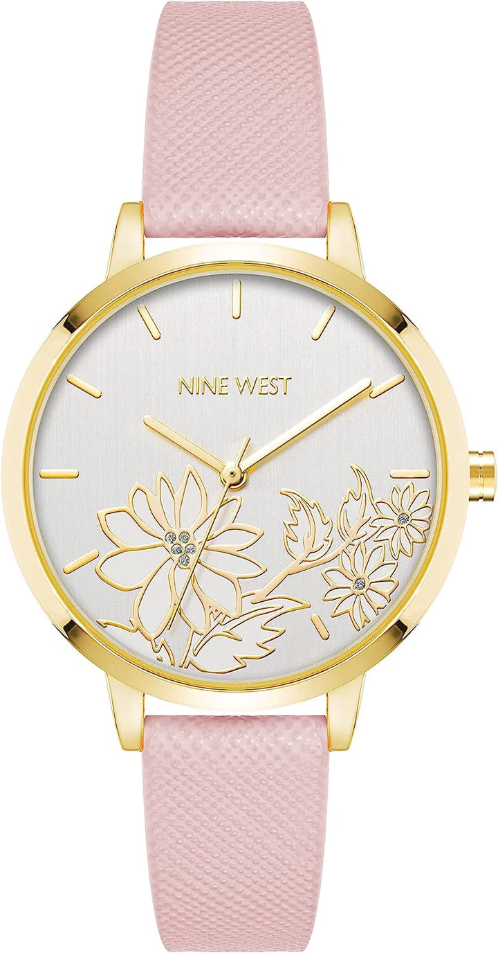 NINE WEST Watch Women Strap Floral Pink /Grey 2884