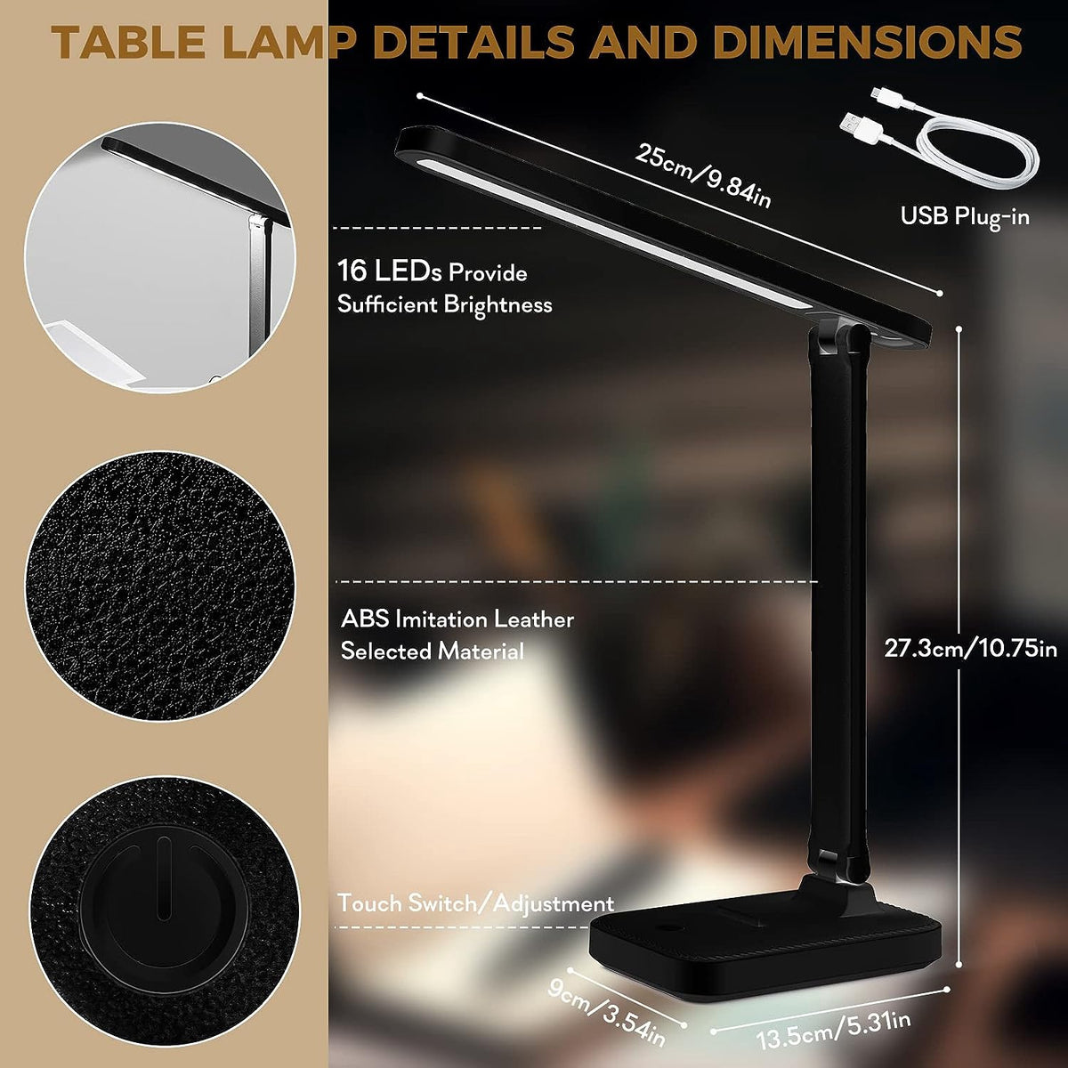 Desk Lamp LED 3 Color Mode Foldable