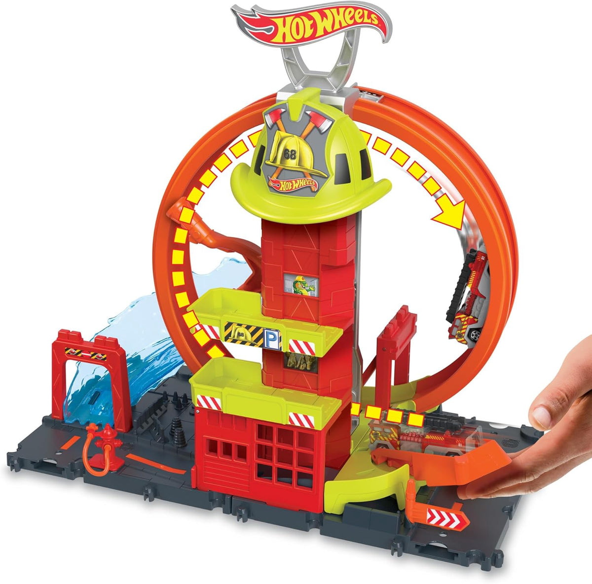HOT WHEELS Toy City with KID-POWERED Elevator & WATER-LIKE Ramp