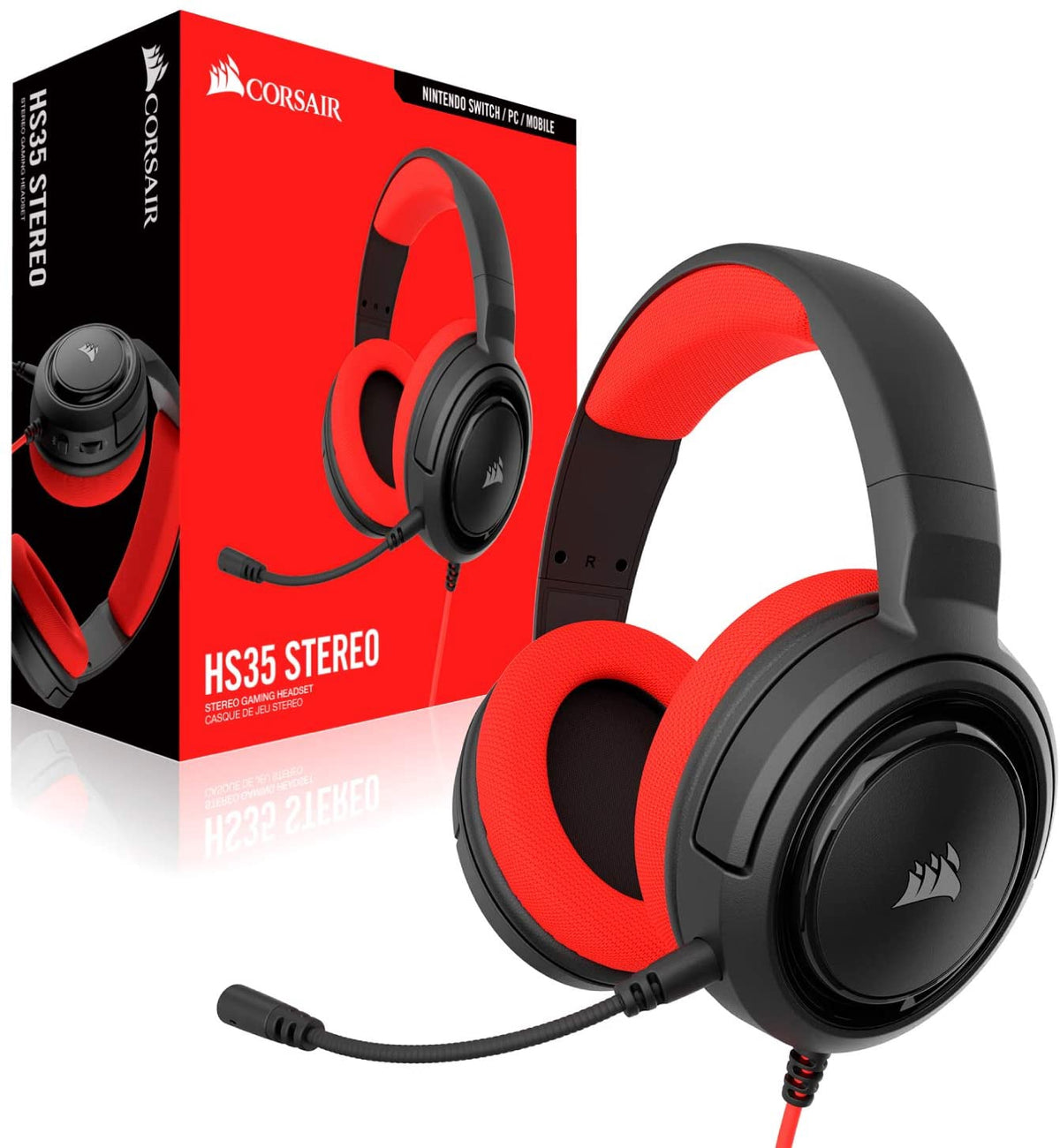 CORSAIR Computer Headphone & Mic HS35 Gaming Red