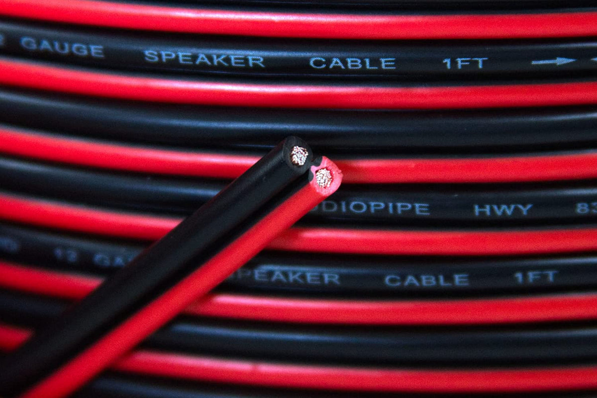 AUDIO PIPE Speaker Wire 14G Yds Cable 14-500 Blk Black and Red Sold Per Yard